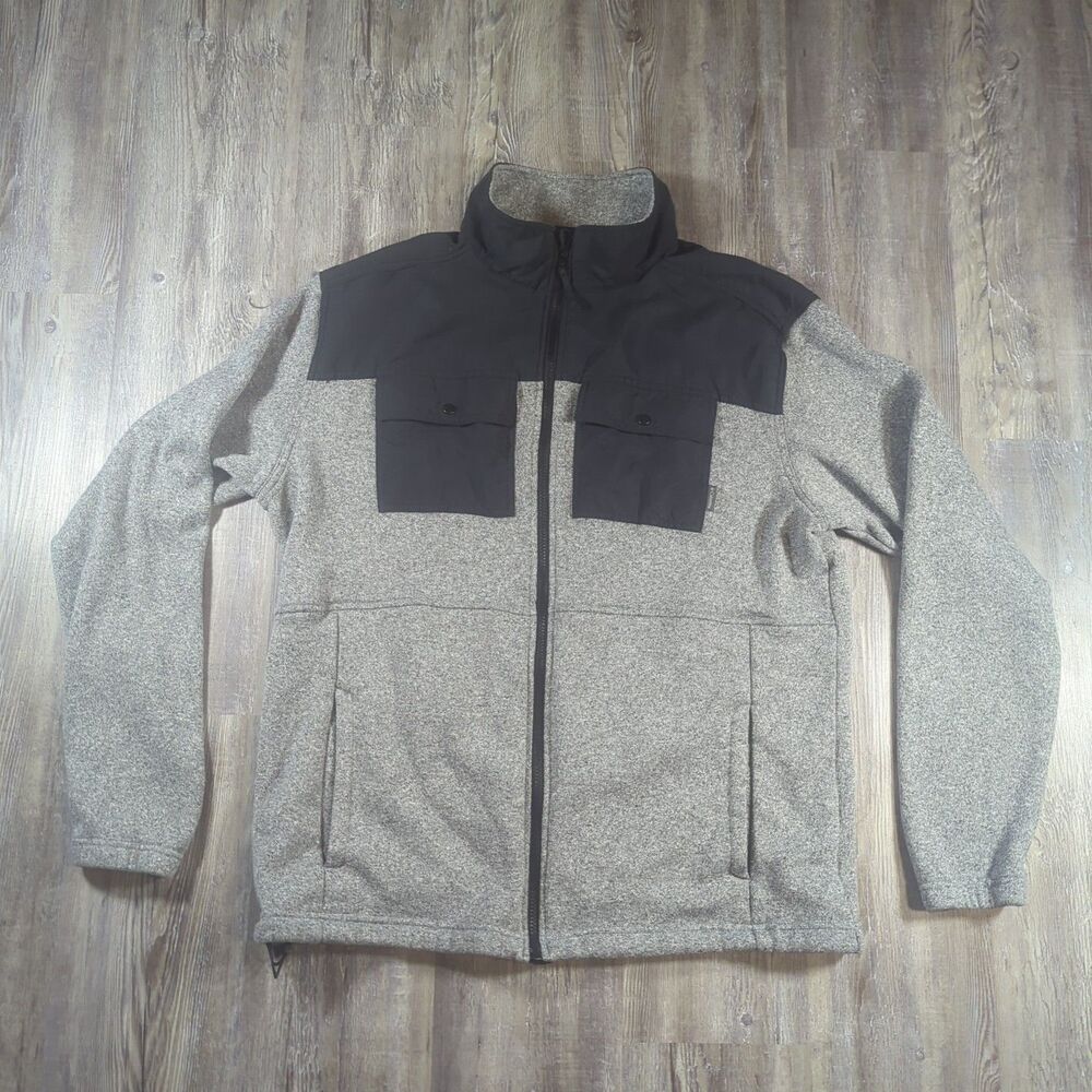 Columbia False Pass Knit Full Zip Fleece Lined Jacket Men's XXL Gray Black